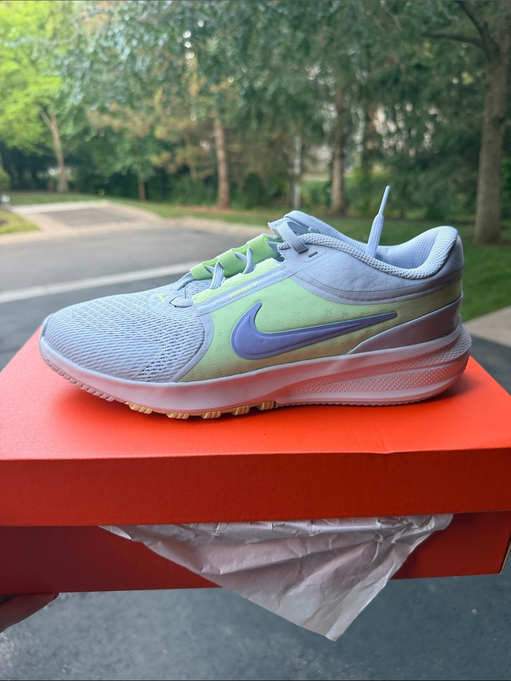Nike Youth Star Runner 5 Running Shoe — Light Purple & Lime Green